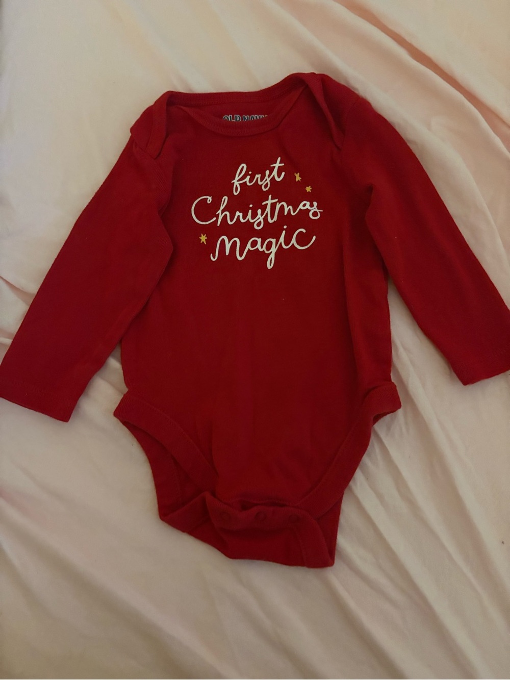Old Navy Red 'First Christmas Magic' Long-Sleeve Baby One-Piece